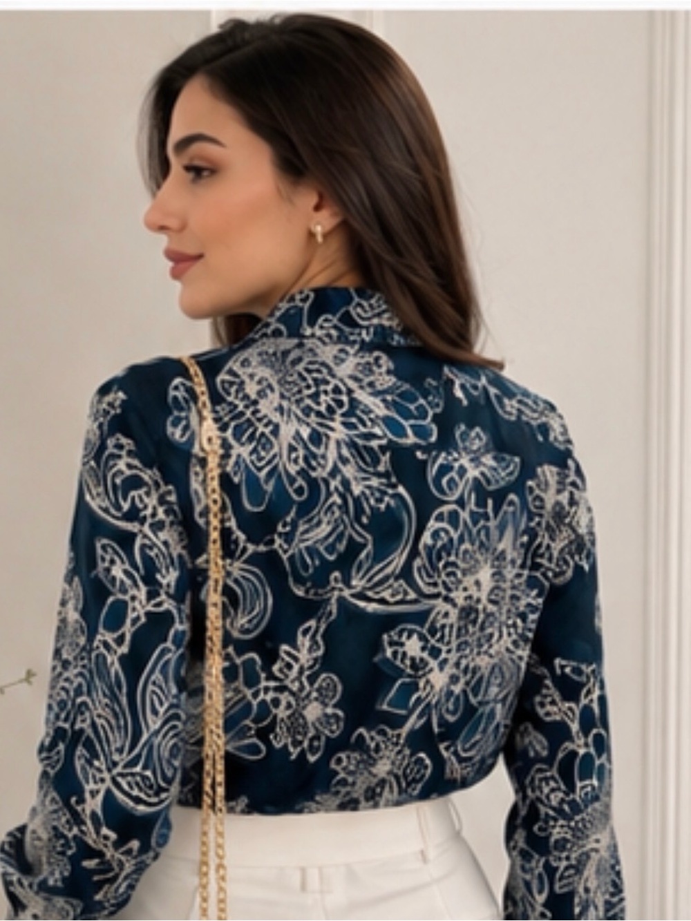 Guess Marciano Teal and White Floral Shirt
